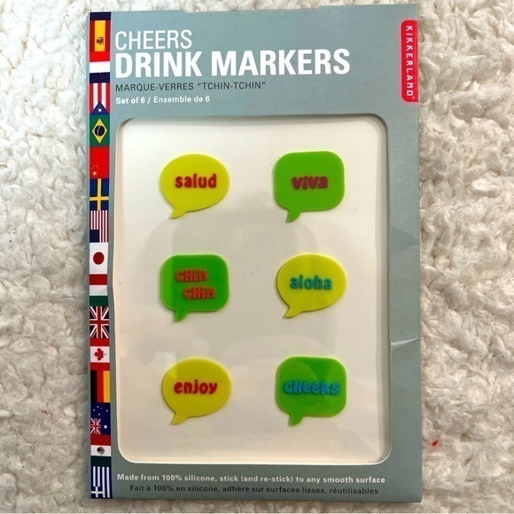 Kikkerland “Cheers” Drink Markers - Picture 1 of 3